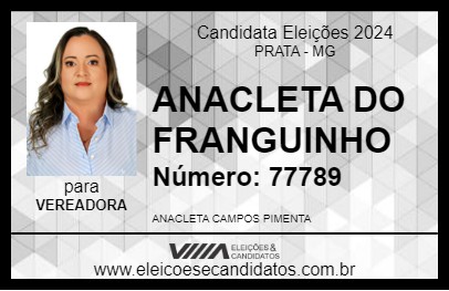 Candidato ANACLETA DO FRANGUINHO 2024 - PRATA - Eleições