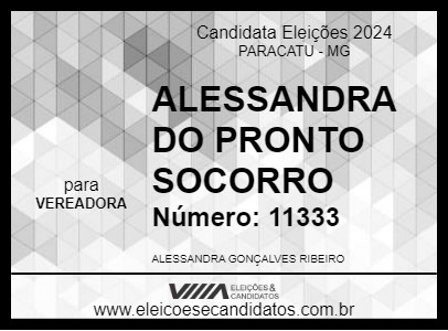 Candidato ALESSANDRA DO PRONTO SOCORRO 2024 - PARACATU - Eleições