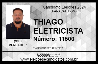 Candidato THIAGO ELETRICISTA 2024 - PARACATU - Eleições