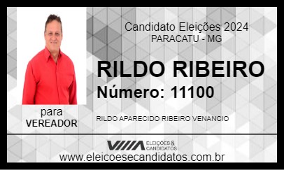 Candidato RILDO RIBEIRO 2024 - PARACATU - Eleições