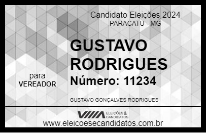 Candidato GUSTAVO RODRIGUES 2024 - PARACATU - Eleições