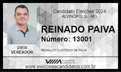 Candidato REINALDO PAIVA 2024 - ALVINÓPOLIS - Eleições