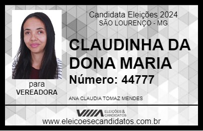 Candidato CLAUDINHA DA DONA MARIA 2024 - SÃO LOURENÇO - Eleições