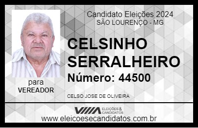 Candidato CELSINHO SERRALHEIRO 2024 - SÃO LOURENÇO - Eleições