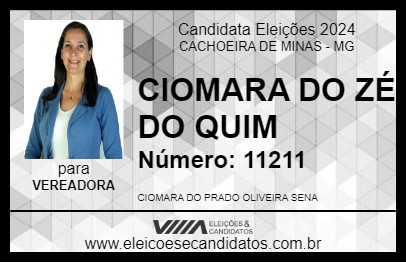 Candidato CIOMARA DO ZÉ DO QUIM 2024 - CACHOEIRA DE MINAS - Eleições