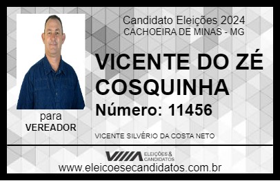 Candidato VICENTE DO ZÉ COSQUINHA 2024 - CACHOEIRA DE MINAS - Eleições