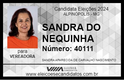 Candidato SANDRA DO NEQUINHA 2024 - ALPINÓPOLIS - Eleições