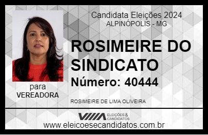 Candidato ROSIMEIRE DO SINDICATO 2024 - ALPINÓPOLIS - Eleições