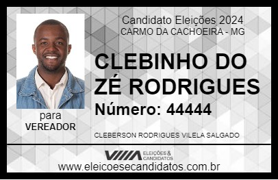 Candidato CLEBINHO DO ZÉ RODRIGUES 2024 - CARMO DA CACHOEIRA - Eleições