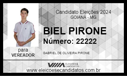 Candidato BIEL PIRONE 2024 - GOIANÁ - Eleições