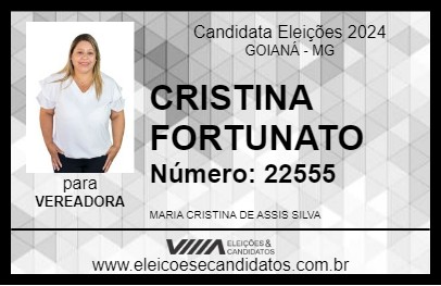 Candidato CRISTINA FORTUNATO 2024 - GOIANÁ - Eleições