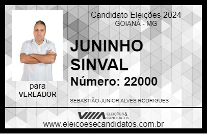 Candidato JUNINHO SINVAL 2024 - GOIANÁ - Eleições