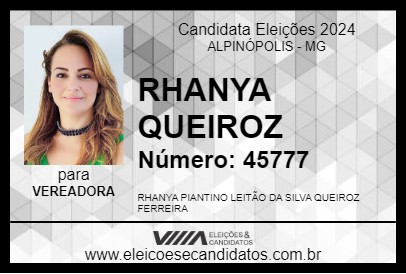 Candidato RHANYA QUEIROZ 2024 - ALPINÓPOLIS - Eleições