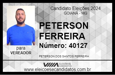 Candidato PETERSON FERREIRA 2024 - GOIANÁ - Eleições