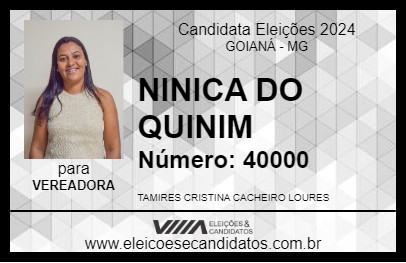 Candidato NINICA DO QUINIM 2024 - GOIANÁ - Eleições