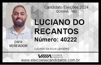 Candidato LUCIANO DO RECANTOS 2024 - GOIANÁ - Eleições