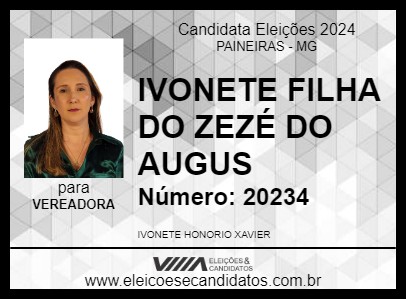 Candidato IVONETE FILHA DO ZEZÉ DO AUGUS 2024 - PAINEIRAS - Eleições