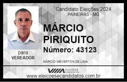 Candidato MÁRCIO PIRIQUITO 2024 - PAINEIRAS - Eleições