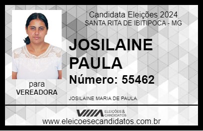 Candidato JOSILAINE PAULA 2024 - SANTA RITA DE IBITIPOCA - Eleições