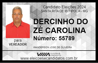 Candidato DERCINHO DO ZÉ CAROLINA 2024 - SANTA RITA DE IBITIPOCA - Eleições