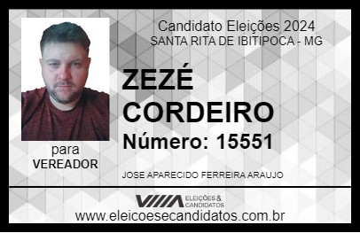 Candidato ZEZÉ CORDEIRO 2024 - SANTA RITA DE IBITIPOCA - Eleições