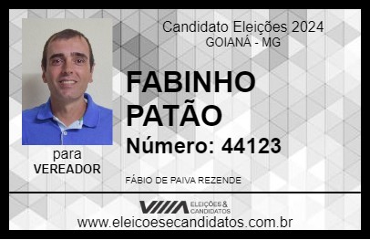 Candidato FABINHO PATÃO 2024 - GOIANÁ - Eleições