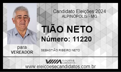 Candidato TIÃO NETO 2024 - ALPINÓPOLIS - Eleições