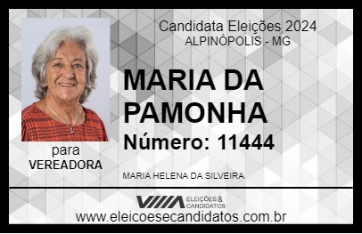 Candidato MARIA HELENA DA PAMONHA 2024 - ALPINÓPOLIS - Eleições