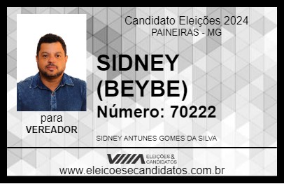 Candidato SIDNEY (BEYBE) 2024 - PAINEIRAS - Eleições