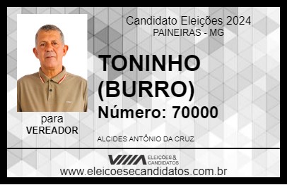 Candidato TONINHO (BURRO) 2024 - PAINEIRAS - Eleições