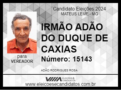 Candidato IRMÃO ADÃO DO DUQUE DE CAXIAS 2024 - MATEUS LEME - Eleições