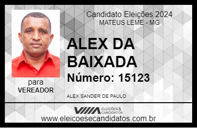 Candidato ALEX DA BAIXADA 2024 - MATEUS LEME - Eleições