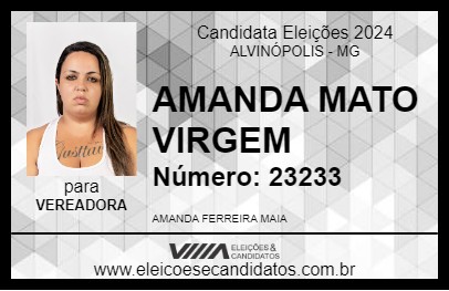 Candidato AMANDA MATO VIRGEM 2024 - ALVINÓPOLIS - Eleições