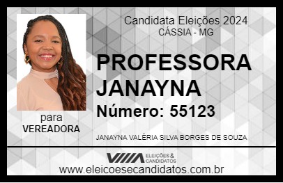 Candidato PROFESSORA JANAYNA 2024 - CÁSSIA - Eleições