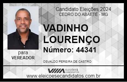 Candidato VADINHO LOURENÇO 2024 - CEDRO DO ABAETÉ - Eleições