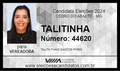 Candidato TALITINHA 2024 - CEDRO DO ABAETÉ - Eleições