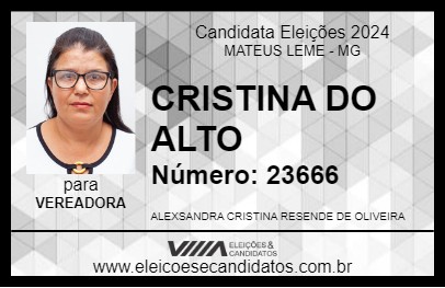 Candidato CRISTINA DO ALTO 2024 - MATEUS LEME - Eleições