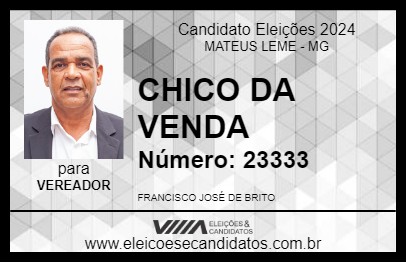 Candidato CHICO DA VENDA 2024 - MATEUS LEME - Eleições