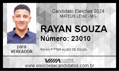 Candidato RAYAN SOUZA 2024 - MATEUS LEME - Eleições