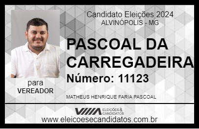 Candidato PASCOAL DA CARREGADEIRA 2024 - ALVINÓPOLIS - Eleições