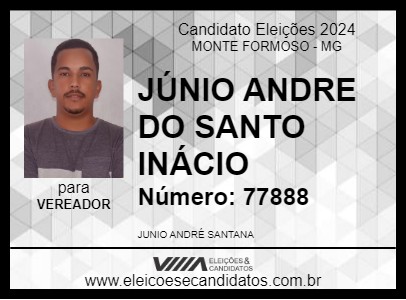 Candidato JÚNIO ANDRE DO SANTO INÁCIO 2024 - MONTE FORMOSO - Eleições