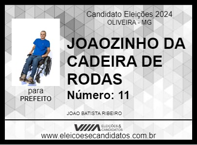 Candidato JOAOZINHO DA CADEIRA DE RODAS 2024 - OLIVEIRA - Eleições