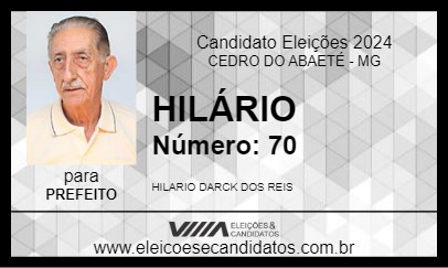 Candidato HILÁRIO 2024 - CEDRO DO ABAETÉ - Eleições