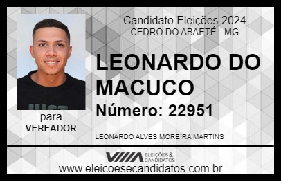 Candidato LEONARDO DO MACUCO 2024 - CEDRO DO ABAETÉ - Eleições