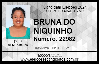 Candidato BRUNA DO NIQUINHO 2024 - CEDRO DO ABAETÉ - Eleições