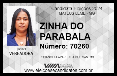 Candidato ZINHA DO TÚLIO PARABALA 2024 - MATEUS LEME - Eleições