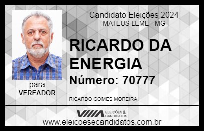 Candidato RICARDO DA ENERGIA 2024 - MATEUS LEME - Eleições