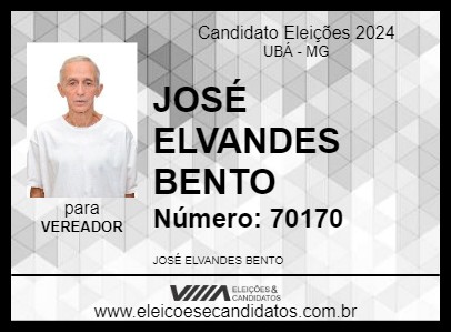 Candidato JOSÉ ELVANDES BENTO 2024 - UBÁ - Eleições