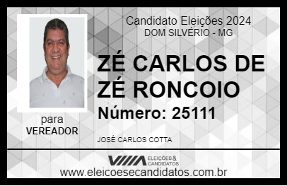 Candidato ZÉ CARLOS DE ZÉ RONCOIO 2024 - DOM SILVÉRIO - Eleições