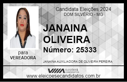 Candidato JANAINA OLIVEIRA 2024 - DOM SILVÉRIO - Eleições